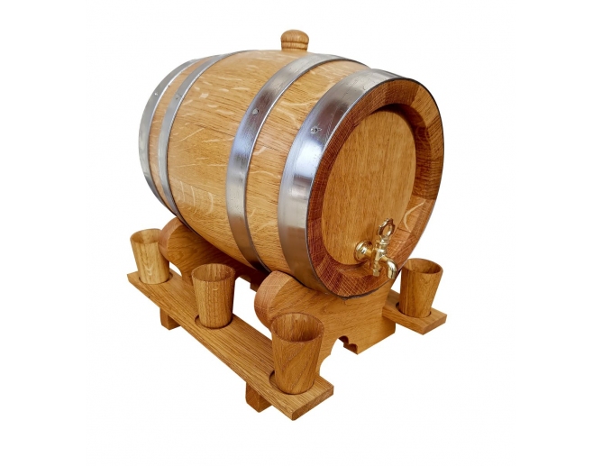 Eichenfass 3 Liter + 6 Holz Becher...