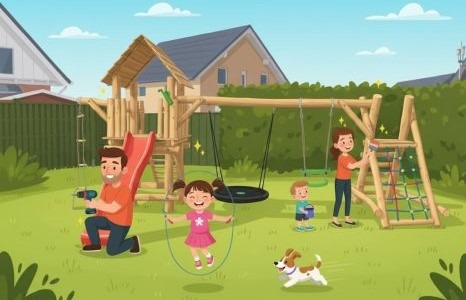 Kleine Reparaturen am Holzspielplatz